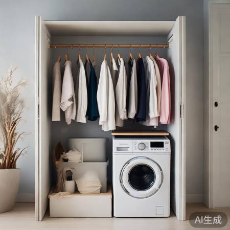 洗衣机变衣柜,空间节省好创意
