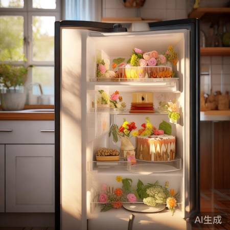 冰箱藏蛋糕鲜花,浪漫美味。