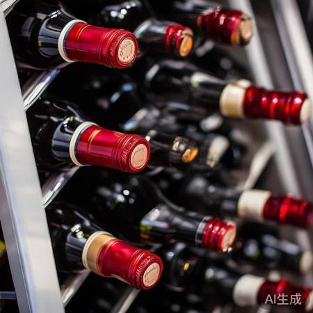 红酒柜里斜放瓶口朝外