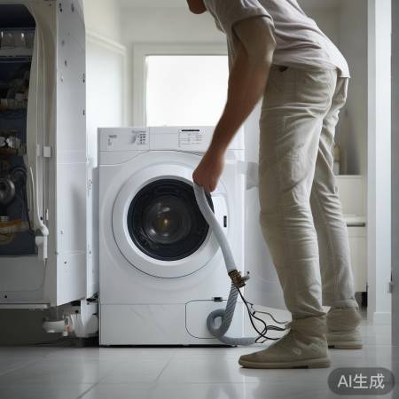 安装洗衣机,平稳接电源和水管