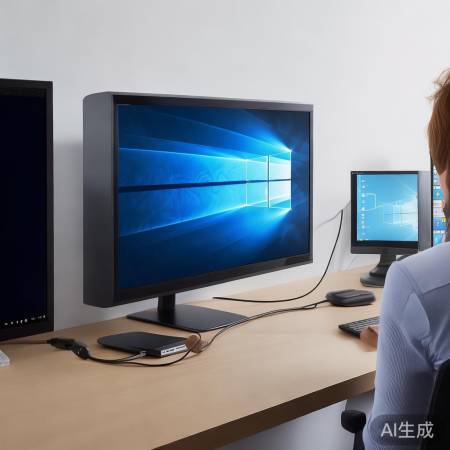 连接HDMI线，扩展电视为电脑