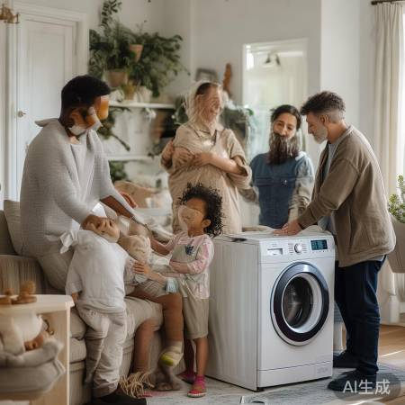 沙发洗衣机摆设,自然尝试中