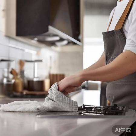 擦干油烟机底部,防油渍附着