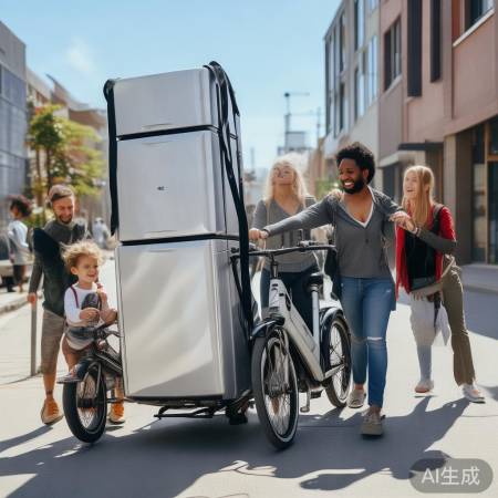 电动车轻松搬冰箱,搬家新技巧