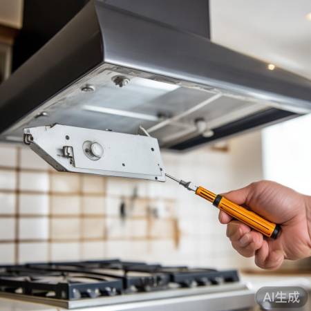 拆卸油烟机旧灯罩