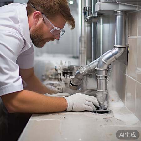 管道清洁后，涂抹密封胶安装地漏