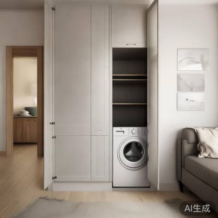 角落洗衣机柜，储物两不误